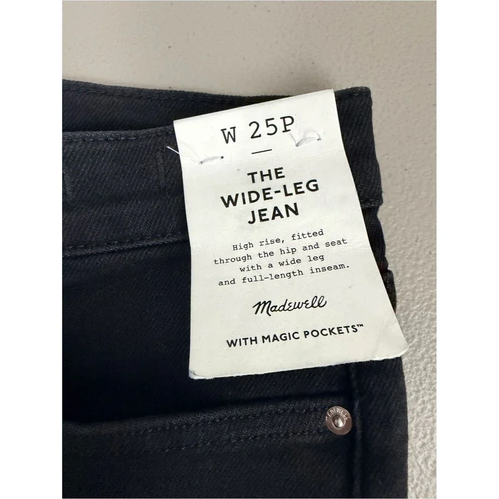 Madewell Black Wide Leg Jeans NWT Size 25P High Rise Full Length